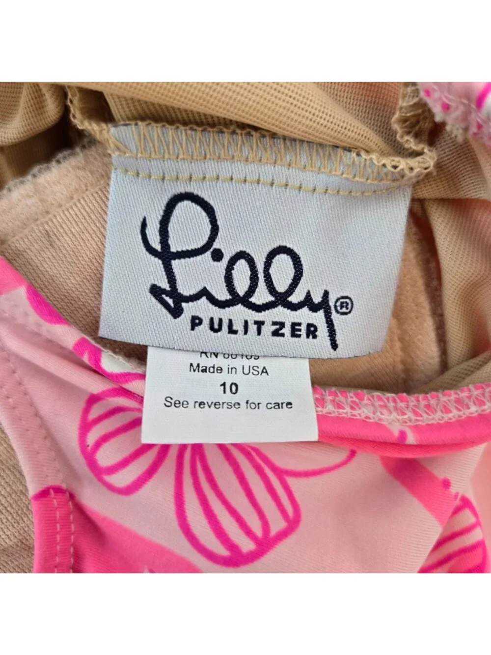 Lilly Pulitzer Grrranium Bermuda Pink Panther One Piece Swimsuit Dress Size 10